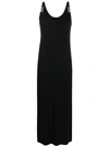 Versace Medusa Plaque Scoop Back Midi Dress In Black