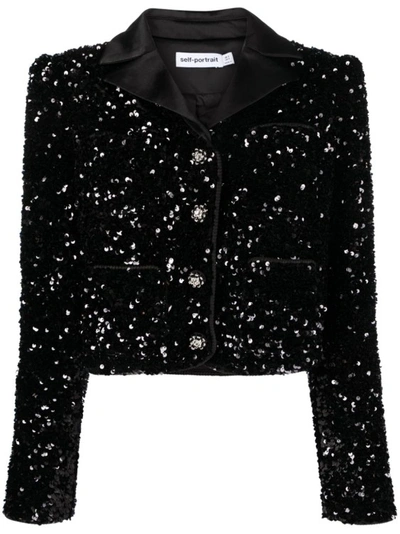 Self-portrait Black Sequin Jacket