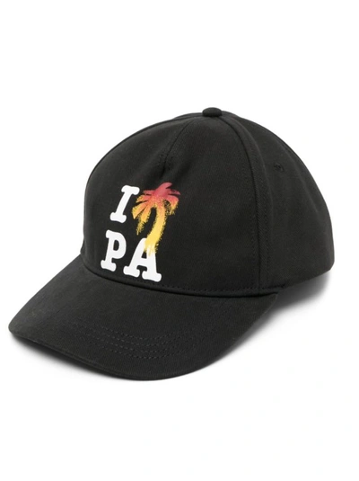 Palm Angels Black Logo-print Cotton Baseball Cap