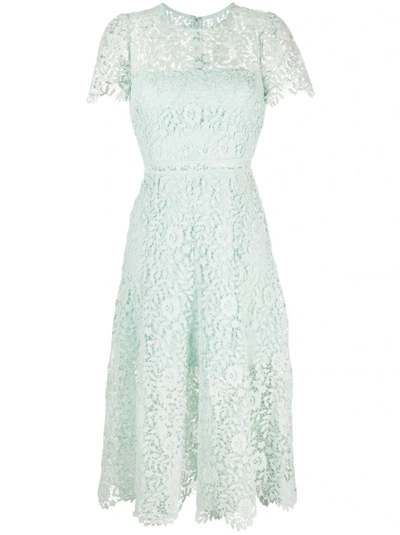 Self-portrait Lace-detail Midi Dress In Baby Blue