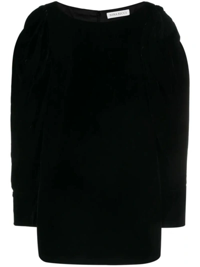 Nina Ricci Velvet Mini Dress In Black
