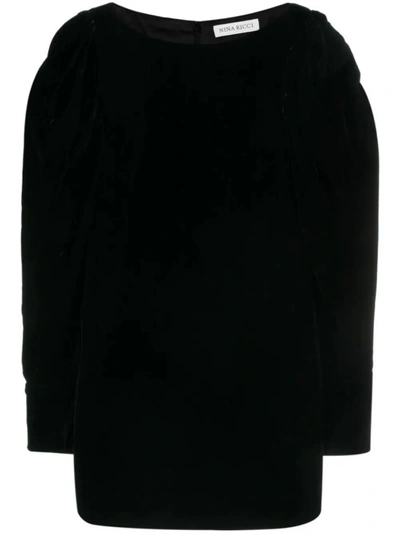 Nina Ricci Velvet Mini Dress In Black  