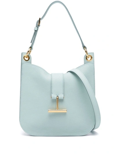 Tom Ford Small Tara Leather Shoulder Bag In Grey