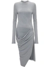 JW ANDERSON GRAY ASYMMETRIC DRAPED MIDI DRESS