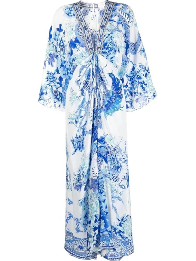 Camilla Heart Of A Dragon Drawcord Detail Maxi Dress In Blue