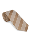 Brunello Cucinelli Men's Striped Silk Chevron Tie In Brown