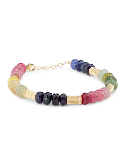 Jia Jia Women's Arizona 14k Yellow Gold & Rainbow Sapphire Beaded Bracelet