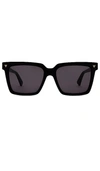 Bottega Veneta Acetate Square Sunglasses In Shiny Solid Black