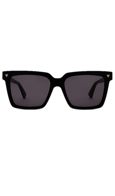 Bottega Veneta Acetate Square Sunglasses In Shiny Solid Black