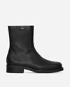 Our Legacy Block Heel Round Toe Smooth Finish Boots In Black
