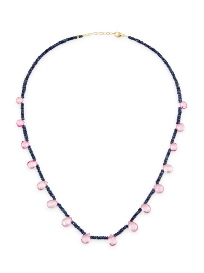 Jia Jia Women's Arizona 14k Yellow Gold, Blue Sapphire & Pink Topaz Necklace