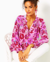 Lilly Pulitzer Elsa Silk Top In Lilac Thistle In The Wild Flowers