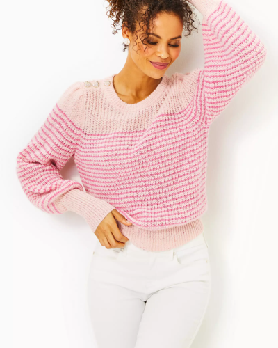 Lilly Pulitzer Finney Sweater In Peony Pink Sparkle Stripe