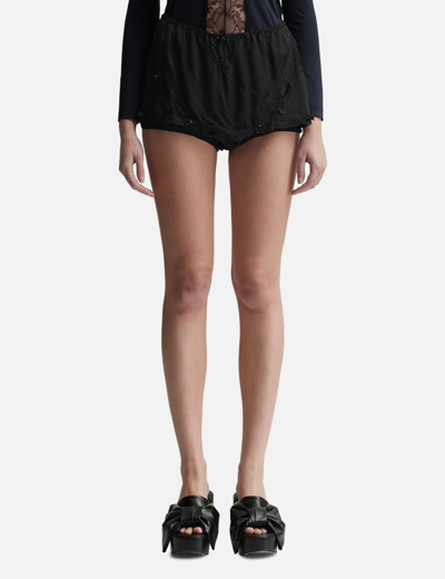 Pushbutton Mini Flower Lounge Skort In Black