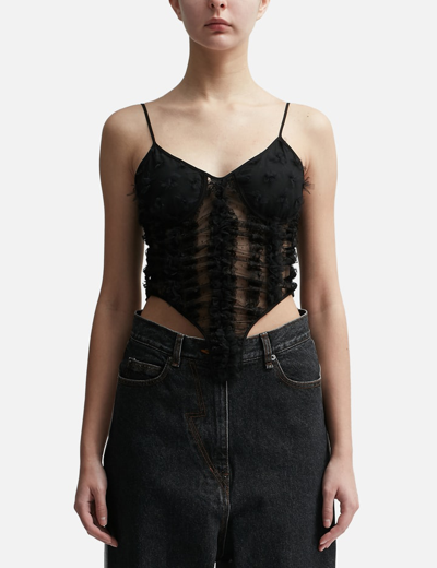 Pushbutton Lace Corset Top In Black