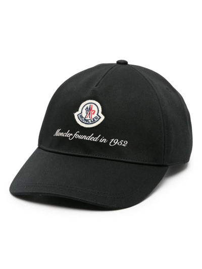 Moncler Logo-patch Baseball Cap In Black
