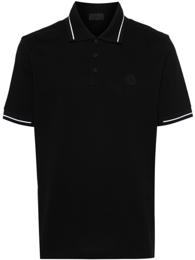 Moncler Logo-appliqué Polo Shirt In Black