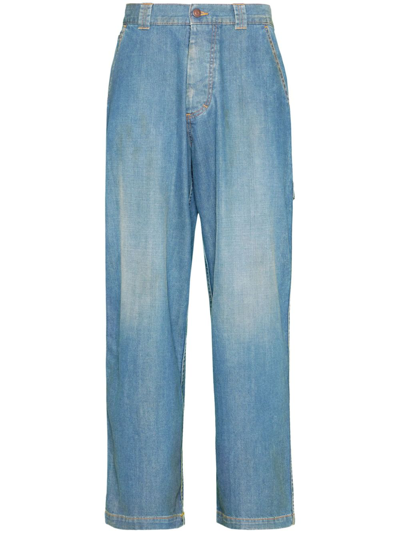 Maison Margiela Americana Wash Jeans Men Blue In Denim