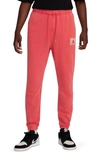 Jordan Flight Essentials Washed Cotton Fleece Sweatpants In Red