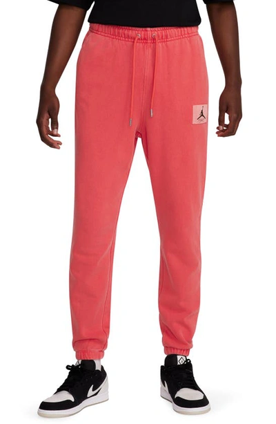 Jordan Flight Essentials Washed Cotton Fleece Sweatpants In Red