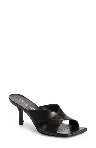 Stuart Weitzman Women's Carmen 65mm Crisscross Leather Sandals In Black