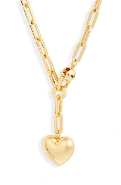 Jenny Bird Puffy Heart Charm Paper Clip Chain Necklace In Gold