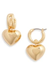 Jenny Bird Puffy Heart Drop Earrings In High Polish Gold