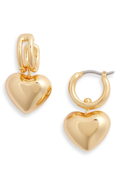 Jenny Bird Puffy Heart Drop Earrings In Gold