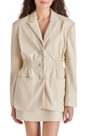 Steve Madden Women's Faux-leather Cinched Waist Blazer In Bone