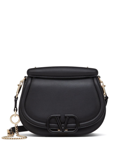 Valentino Garavani Leather Vsling Shoulder Bag In Black