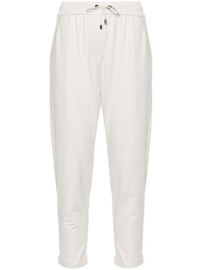 Brunello Cucinelli Neutral Monilli Chain-embellished Trousers In Neutrals