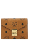 Mcm Patricia Visetos Trifold Wallet In Cognac In Printed