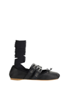 Miu Miu Buckle-embellished Leather Ballerina Flats In Nero