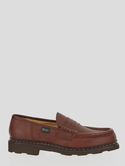 Paraboot Logo-tag Calf-leather Loafers In Brown
