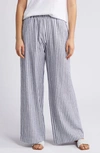 Caslon Stripe Wide Leg Linen Blend Pants In Navy- White Brianne Stripe