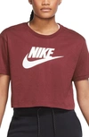 Nike Sportswear Essential Crop Graphic Tee In Dark Team Red
