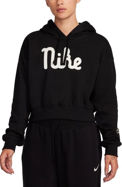 Nike Women's  Sportswear Club Fleece Oversized Cropped Hoodie In Black