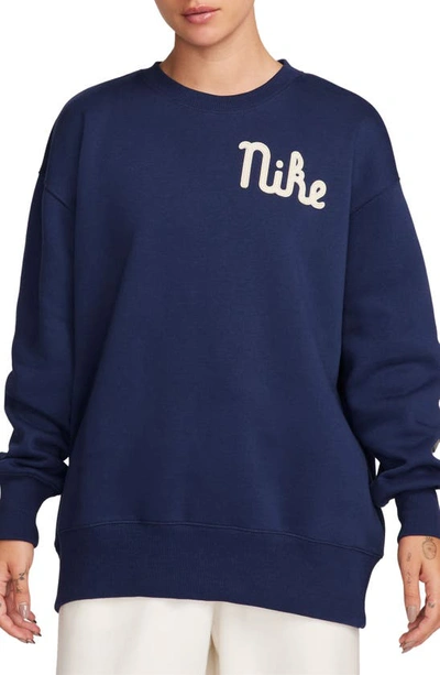 Nike Women's  Sportswear Phoenix Fleece Oversized Crew-neck Sweatshirt In Blue