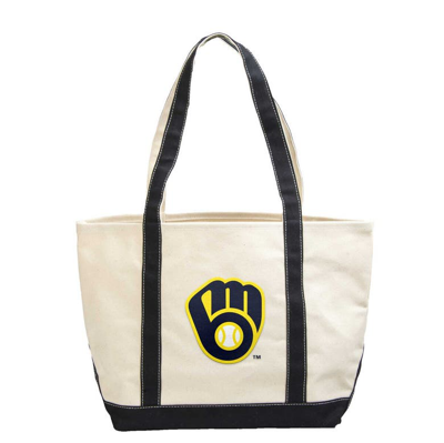 Logo Brands Milwaukee Brewers Canvas Tote Bag In Navy