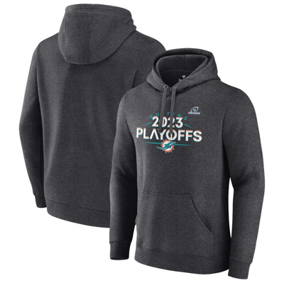 Fanatics Branded Heather Charcoal Miami Dolphins 2023 Nfl Playoffs Fleece Pullover Hoodie