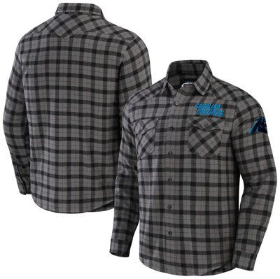 Nfl X Darius Rucker Collection By Fanatics Gray Carolina Panthers Flannel Long Sleeve Button-up Shir