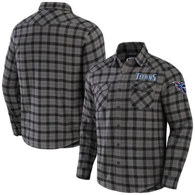 Nfl X Darius Rucker Collection By Fanatics Gray Tennessee Titans Flannel Long Sleeve Button-up Shirt