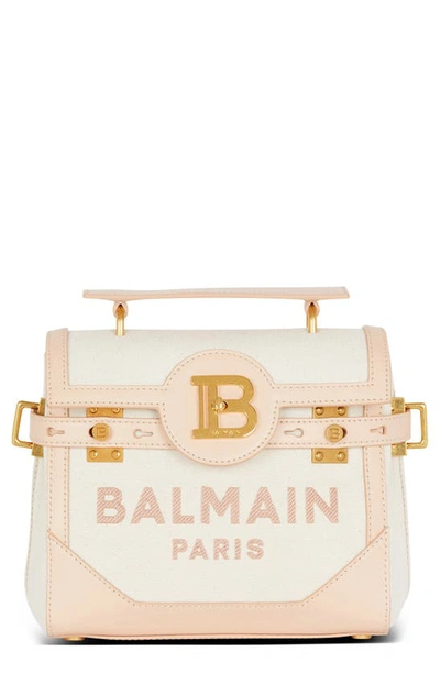 Balmain B-buzz 19 Bag In Grained Pb Labyrinth Leather In Brown