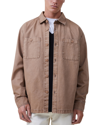 Cotton On Men's Heavy Oversized Fit Overshirt In Sand Ripstop