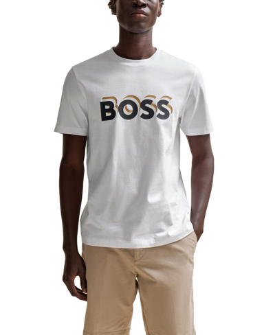 Hugo Boss Boss By  Men's Logo Regular-fit T-shirt In White