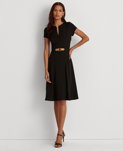 Ralph Lauren Belted Georgette Dress In Lighthouse Navy