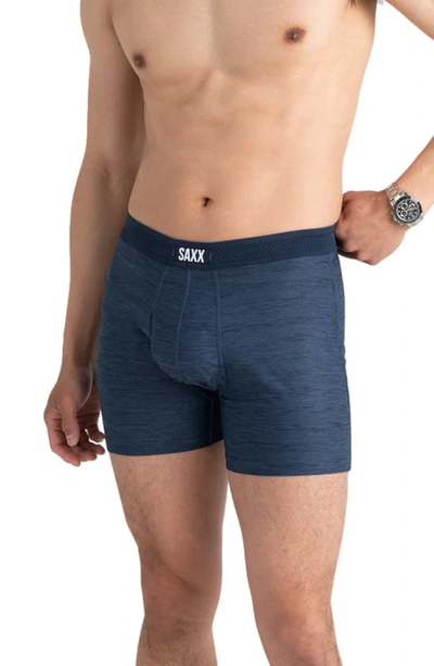 Saxx Drop Temp Cooling Mesh Boxer Briefs In Dark Denim Heather