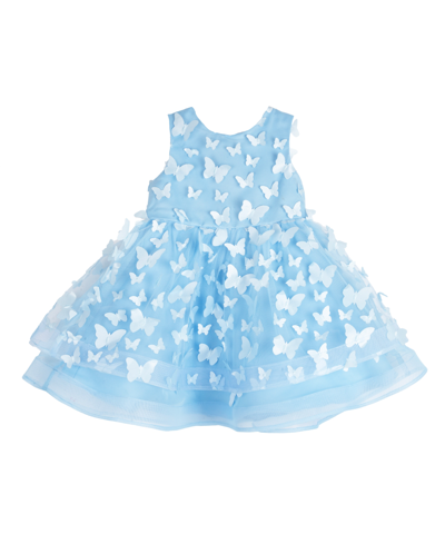 Rare Editions Baby Girls Sleeveless 3d Butterfly Social Dress In Blue