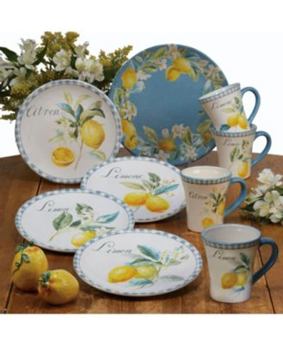Certified International Citron Dinnerware Collection In White,light Blue,yellow