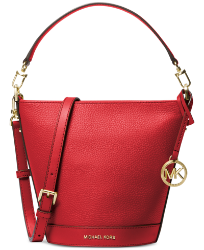 Michael Kors Michael  Townsend Small Leather Top-zip Convertible Bucket Crossbody In Lacquer Red